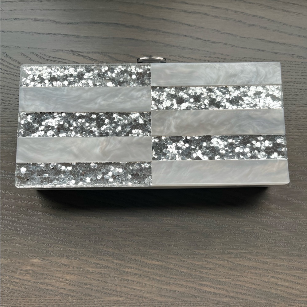Milly silver and mother of pearl clutch